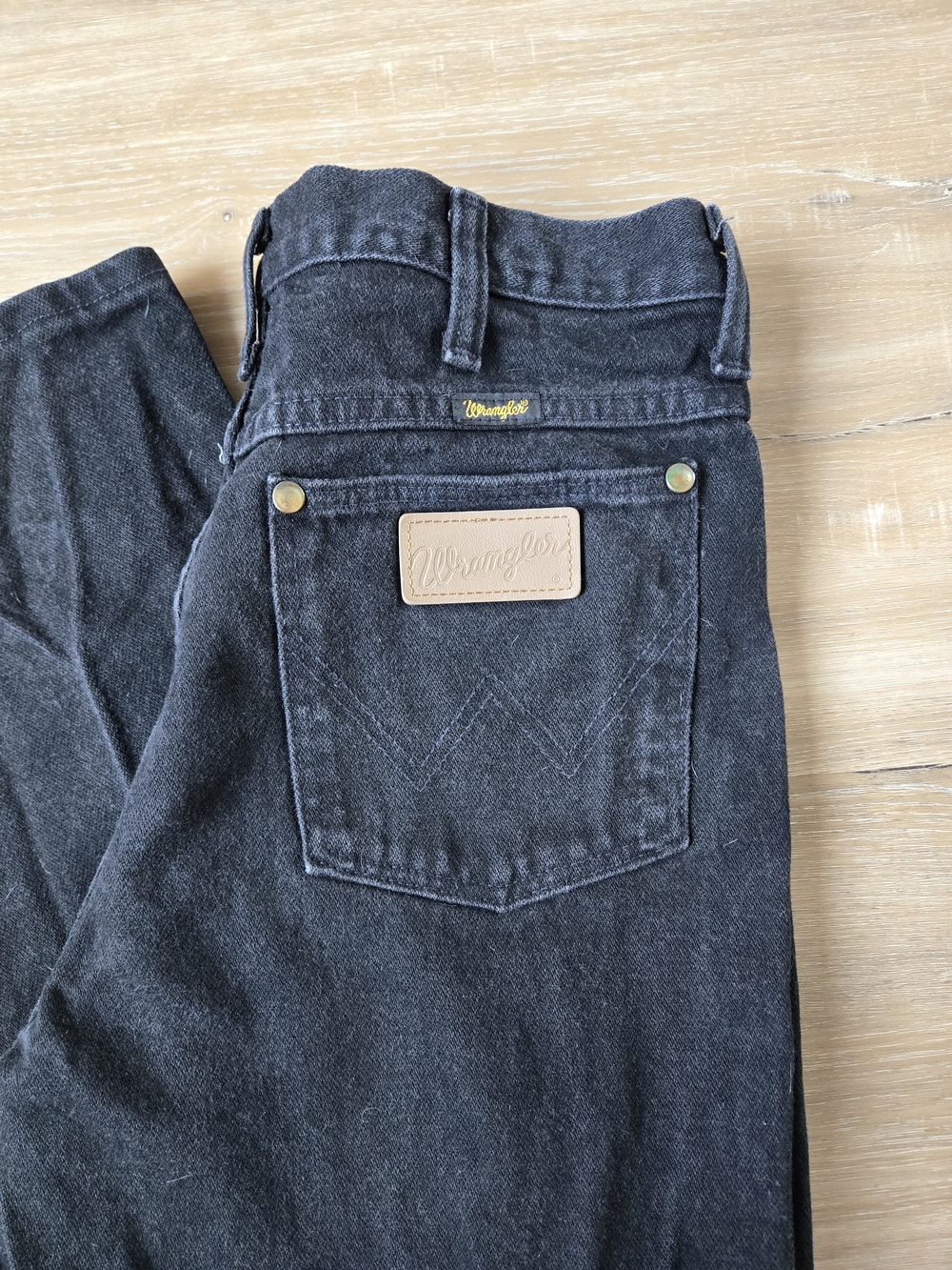 Wrangler Black Denim Jeans with Leather Patch